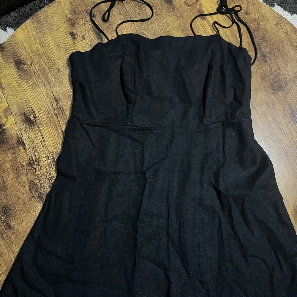 Tie strap linen dress